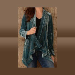 Elegant Teal Velvet Women's Jacket